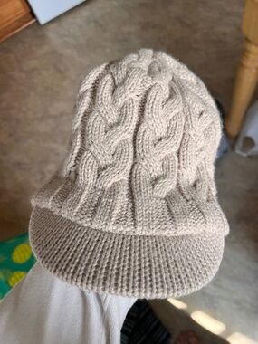 Women’s Adidas Woven Look Winter Hat with Brim Tan/Cream